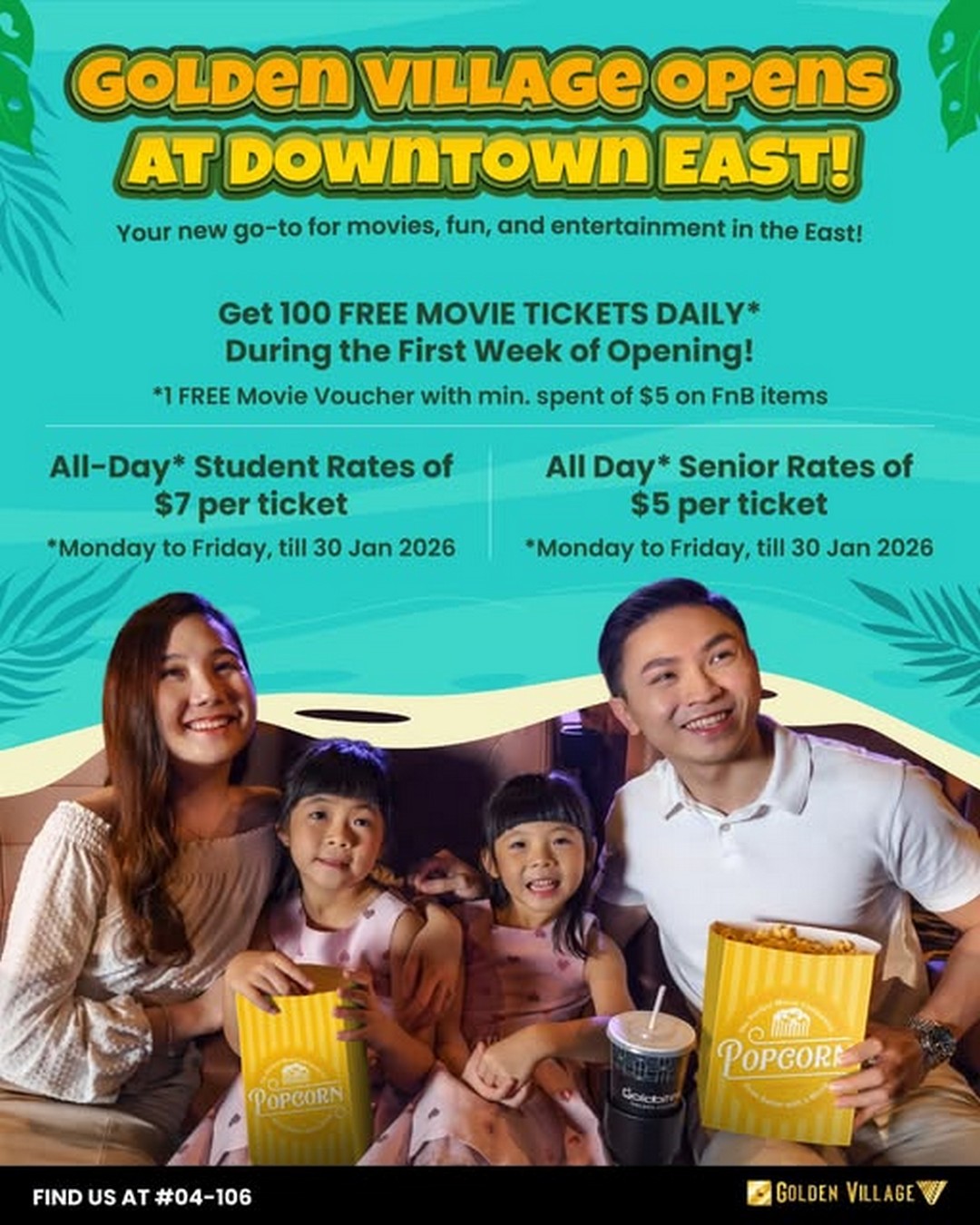 Golden-Village-Downtown-East-1 27 November 2025–30 January 2026: Golden Village Downtown East: Grand Opening Celebration Promotion with Special Movie Deals, Student & Senior Rates, Free Tickets
