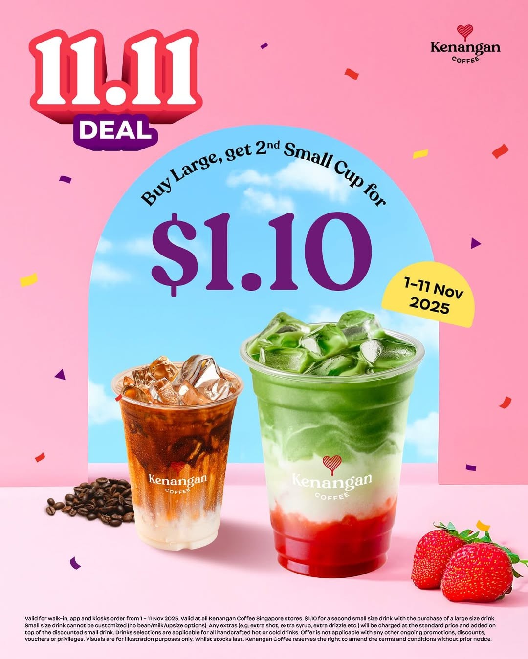 Kenangan-Coffee-Singapore-11.11-Buy-Large-Drink 1-11 November 2025: Kenangan Coffee Singapore: 11.11 Buy Large Drink, Get 2nd Small Cup for $1.10 Promotion