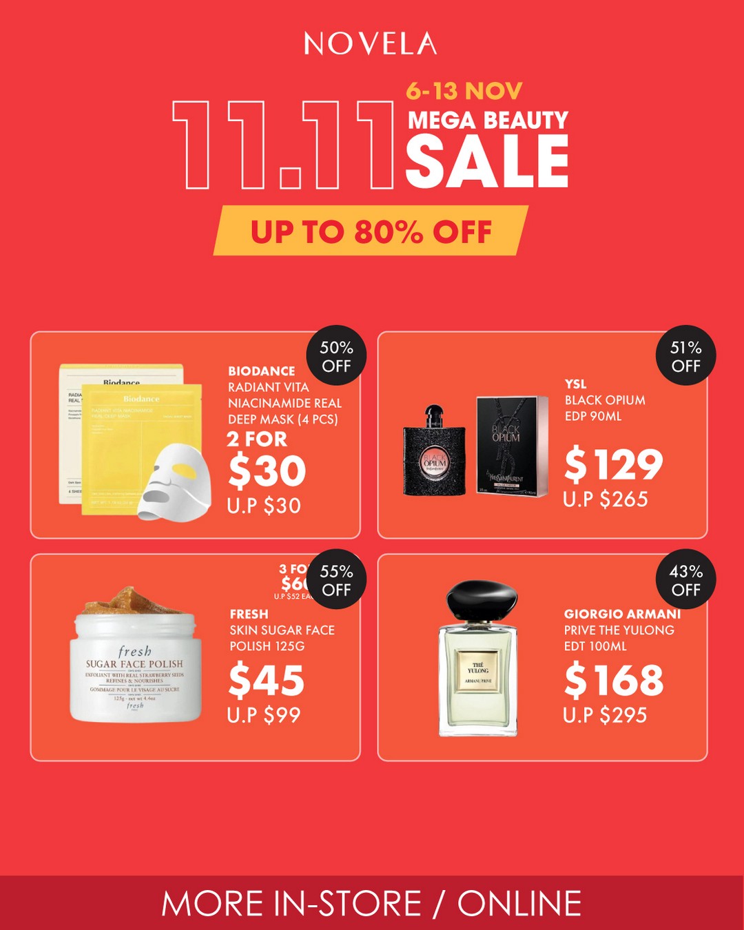 Novela-Singapore-11.11-Beauty-Madness-Sale-7 6-13 November 2025: Novela Singapore: 11.11 Beauty Madness Sale: Up to 80% Off Skincare, Fragrances & Makeup