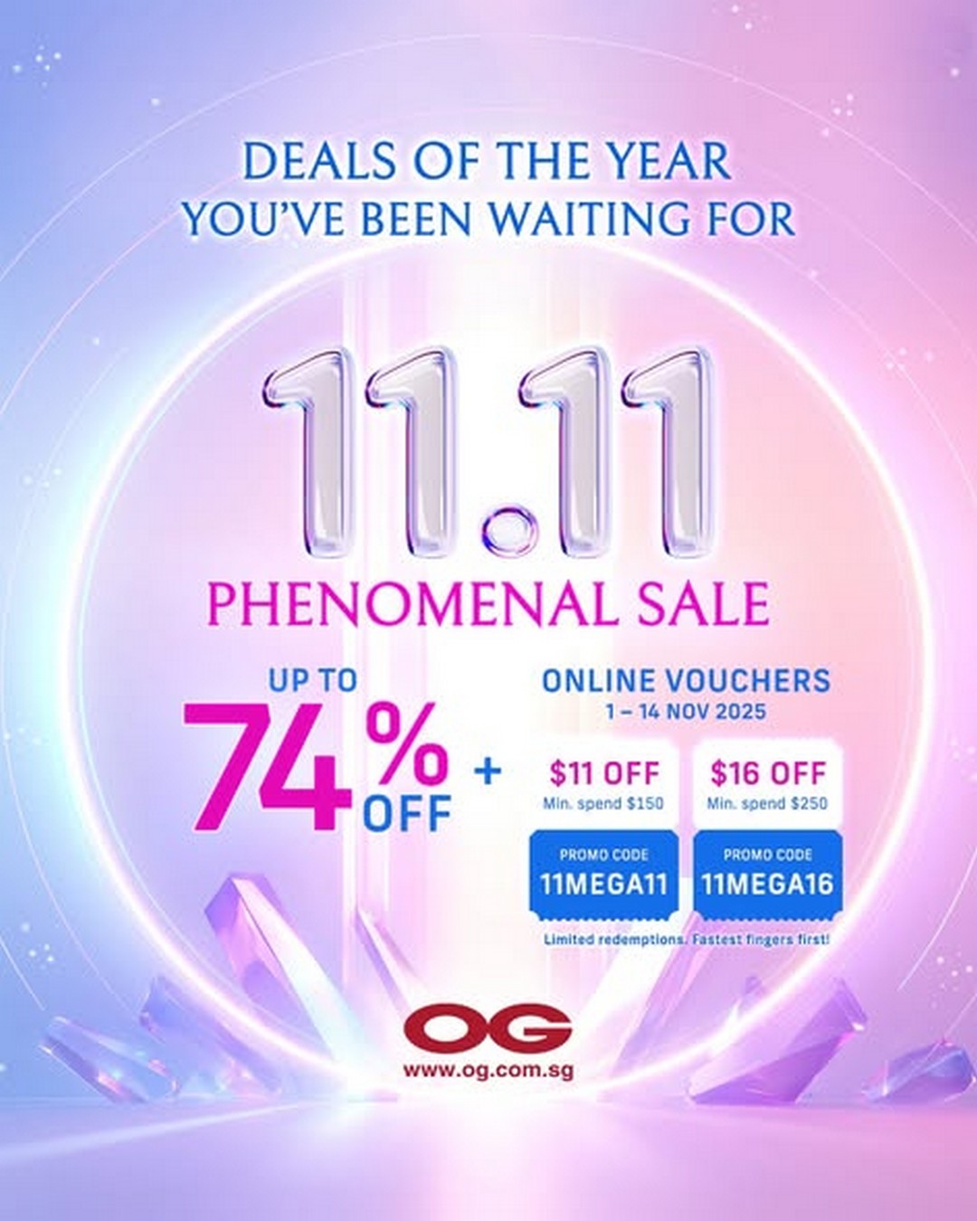 OG-Singapore-11.11-Phenomenal-Deals-Online-Sale 1–14 November 2025: OG Singapore: 11.11 Phenomenal Deals Online Sale