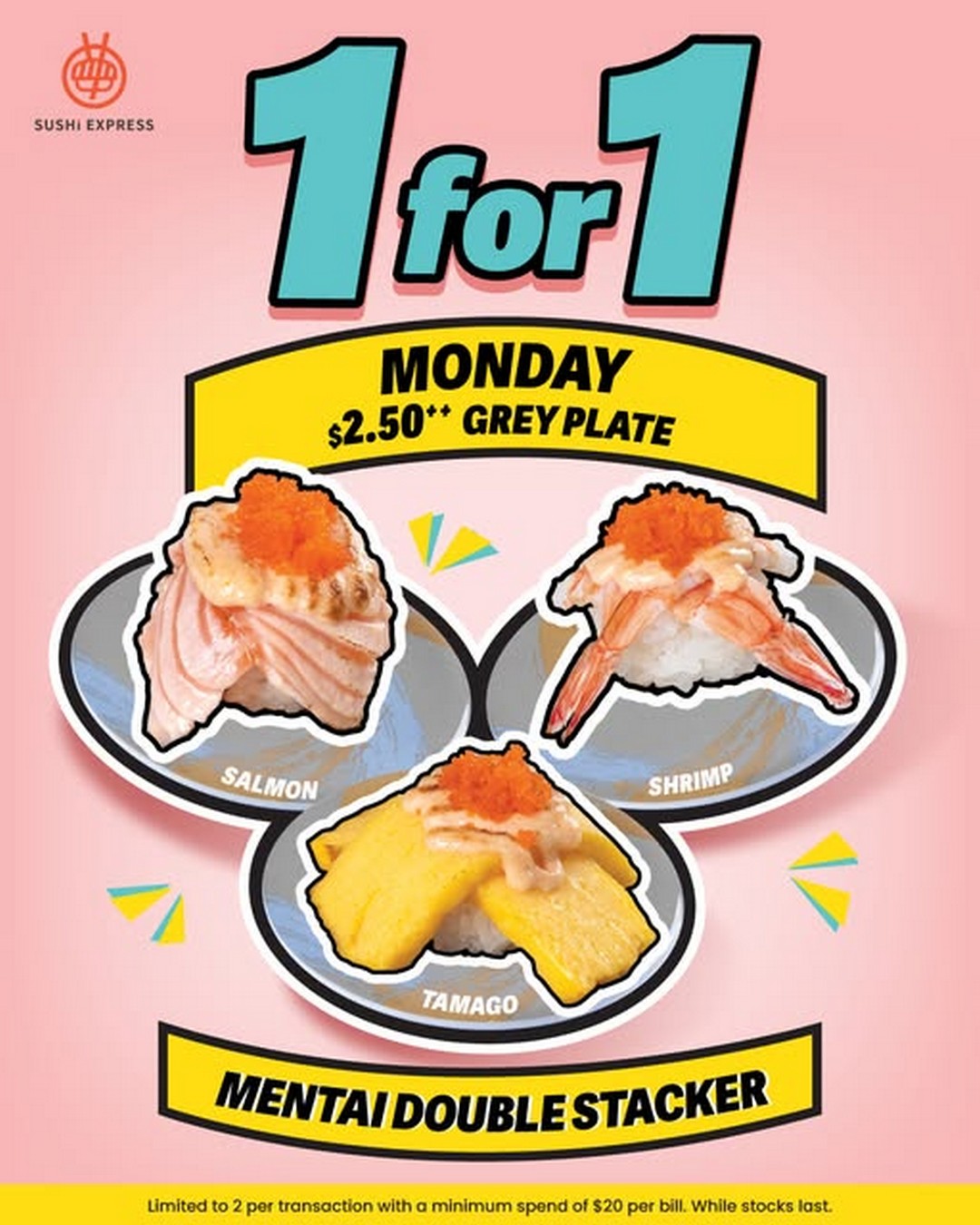 Sushi-Express-Singapore-Monday-1-for-1-Double-Stacker-Deal 3–24 November 2025: Sushi Express Singapore: Monday 1-for-1 Double Stacker Deal Promotion