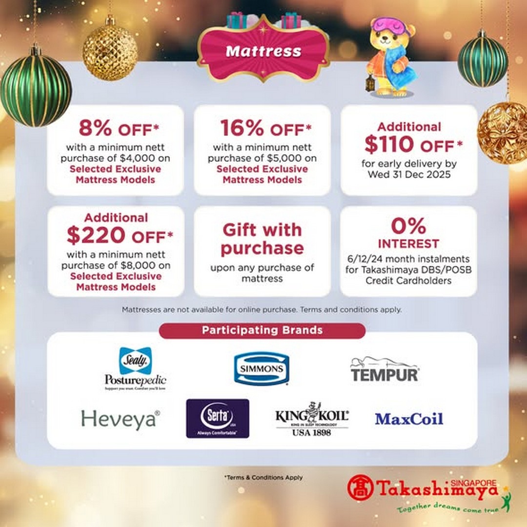 Takashimaya-Department-Store-Sleep-in-Luxury-with-Double-Bonus-1 Now till 9 November 2025: Takashimaya Department Store: Sleep in Luxury with Double Bonus Points Weekend Mattress Promotion (Interior Department, B1, Singapore)