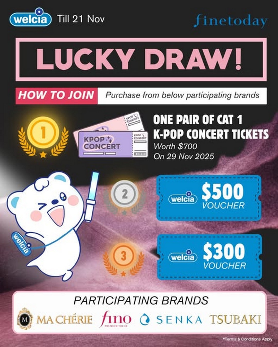 Welcia-Singapore-Fine-Today-Lucky-Draw-Promotion 14-21 November 2025: Welcia Singapore: Fine Today Lucky Draw Promotion with Up to 50% Off on Senka, Tsubaki, Fino & Ma Cherie