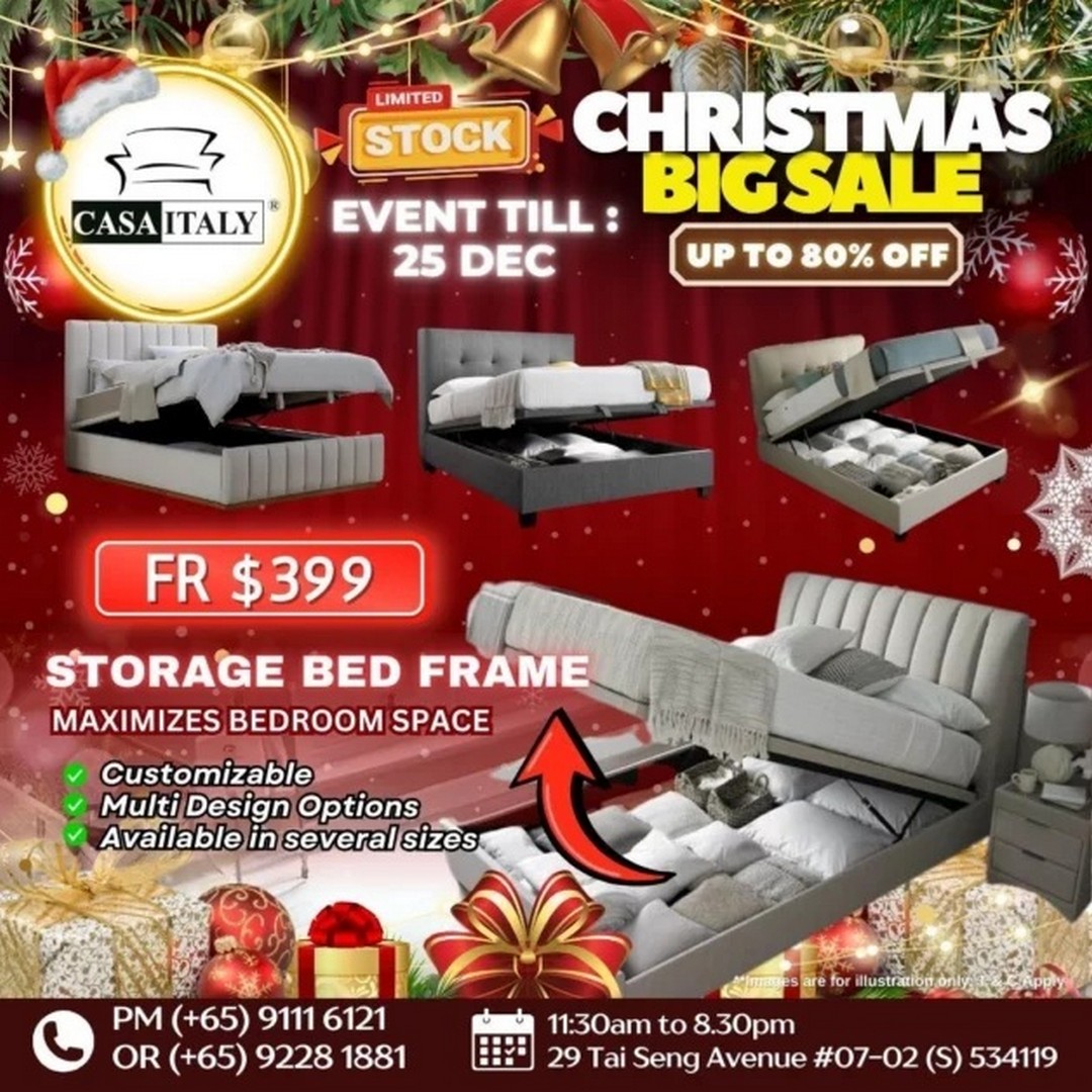 5-1 Now till 25 December 2025: Casa Italy Christmas Big Sale: Up to 80% OFF Sofas, Mattresses, Dining Tables and Wardrobes