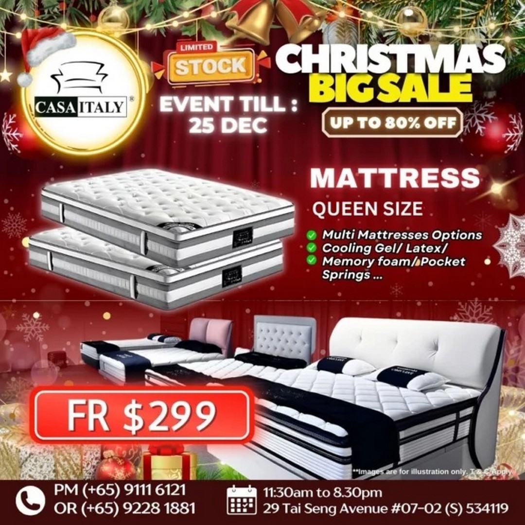 6-1 Now till 25 December 2025: Casa Italy Christmas Big Sale: Up to 80% OFF Sofas, Mattresses, Dining Tables and Wardrobes