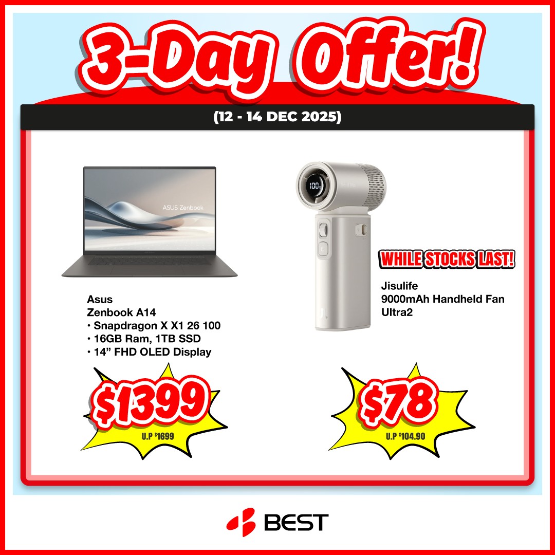 BEST-Denki-Singapore-OCBC-Cardmembers-Storewide-Sale-5 12–14 December 2025: BEST Denki Singapore: OCBC Cardmembers Storewide Sale Promotion with Up to $150 Cash Off, 3% Cash Rebate and Exclusive One-Day Deals