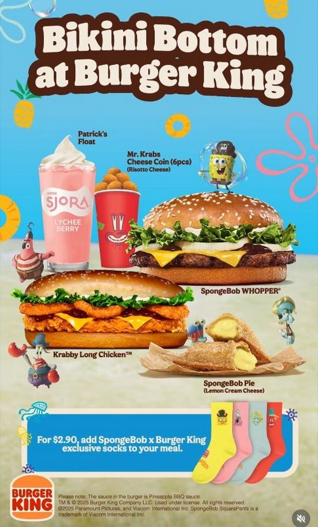 Burger-King-Singapore-–-SpongeBob-Menu-Launch-1 8 December 2025 onwards: Burger King Singapore – SpongeBob Menu Launch: Limited-Time Promotion Featuring Themed Burgers, Bites and Collectibles