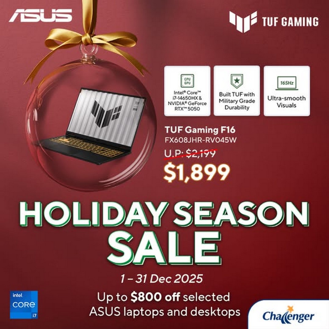 Challenger-Singapore-ASUS-Holiday-Season-Sale 1-31 December 2025: Challenger Singapore: ASUS Holiday Season Sale – Up to $800 Off Laptops and Desktops