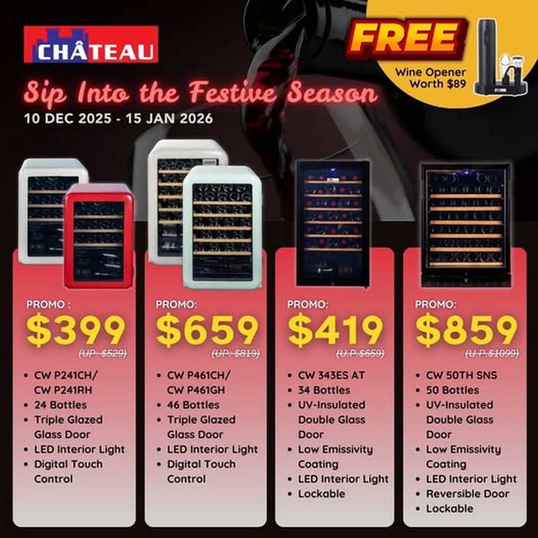 Chateau-Wine-Chiller-x-SAFRA-Singapore Now till 15 January 2026: Chateau Wine Chiller x SAFRA Singapore: Year-End Wine Cooler Promotion with Free Gift