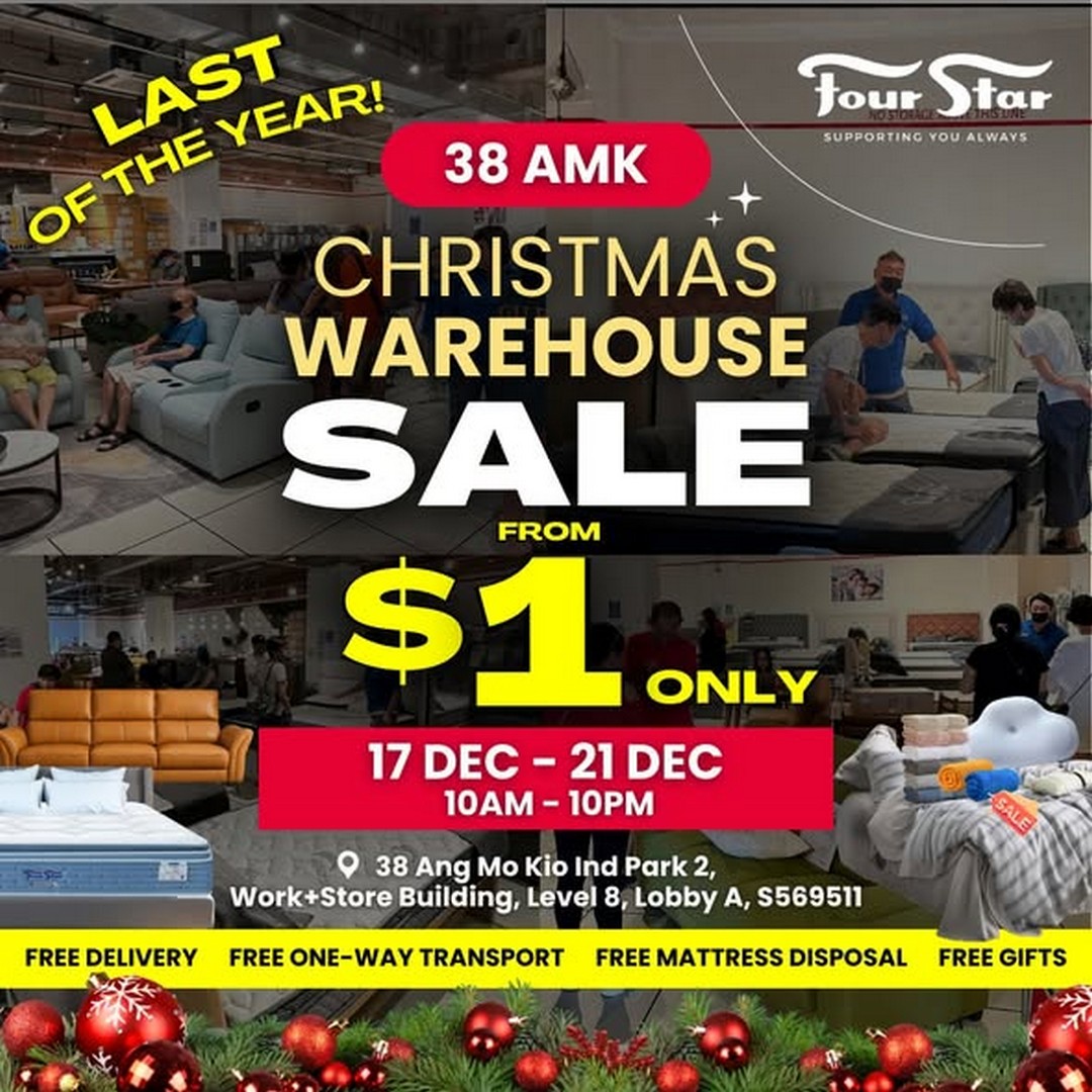 Four-Star-Mattress-1-Christmas-Warehouse-Sale 17-21 December 2025: Four Star Mattress: $1 Christmas Warehouse Sale & Furniture Deals