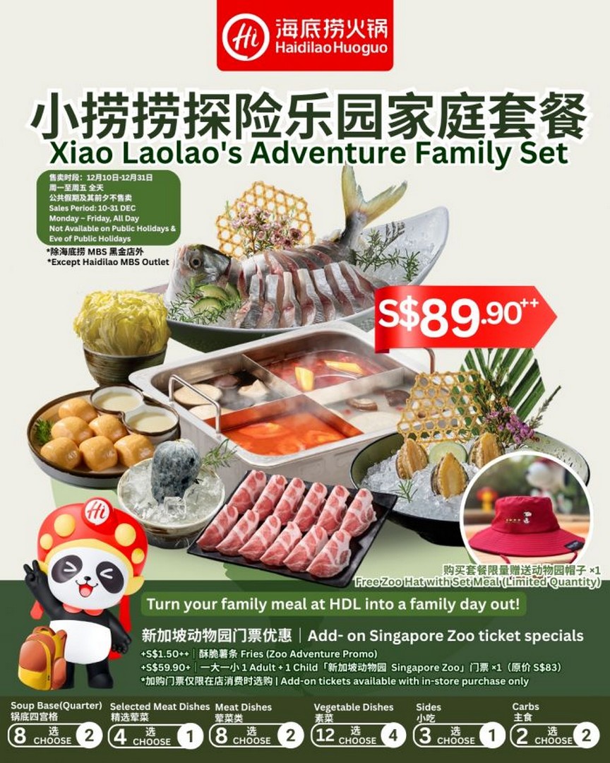 Haidilao-Singapore-Xiao-Laolaos-Adventure-Family-Set-Hotpot-Promotion 10–31 December 2025: Haidilao Singapore, Xiao Laolao’s Adventure Family Set Hotpot Promotion with Singapore Zoo Perks