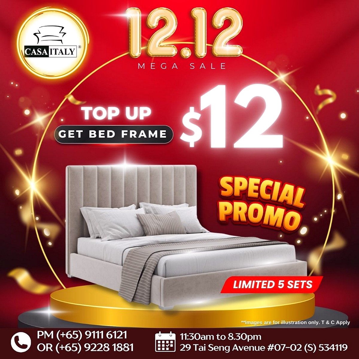 IMG-20251208-WA0002 12–14 December 2025: Casa Italy Mega Furniture Sale – Up to 80% OFF + $12 Top-Up Upgrades at Tai Seng Warehouse