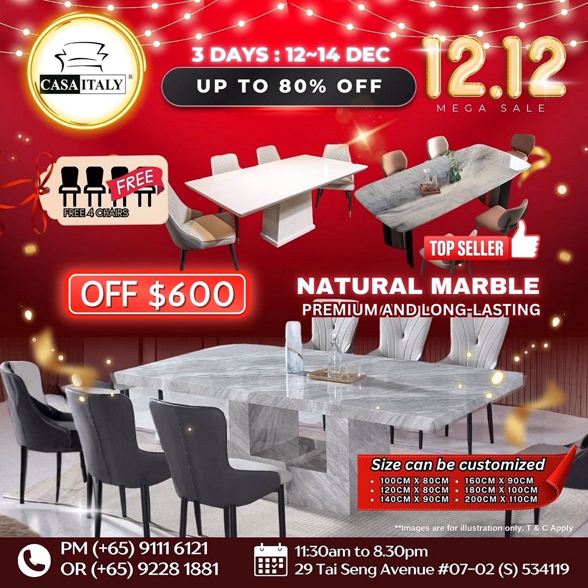 IMG-20251208-WA0007 12–14 December 2025: Casa Italy Mega Furniture Sale – Up to 80% OFF + $12 Top-Up Upgrades at Tai Seng Warehouse