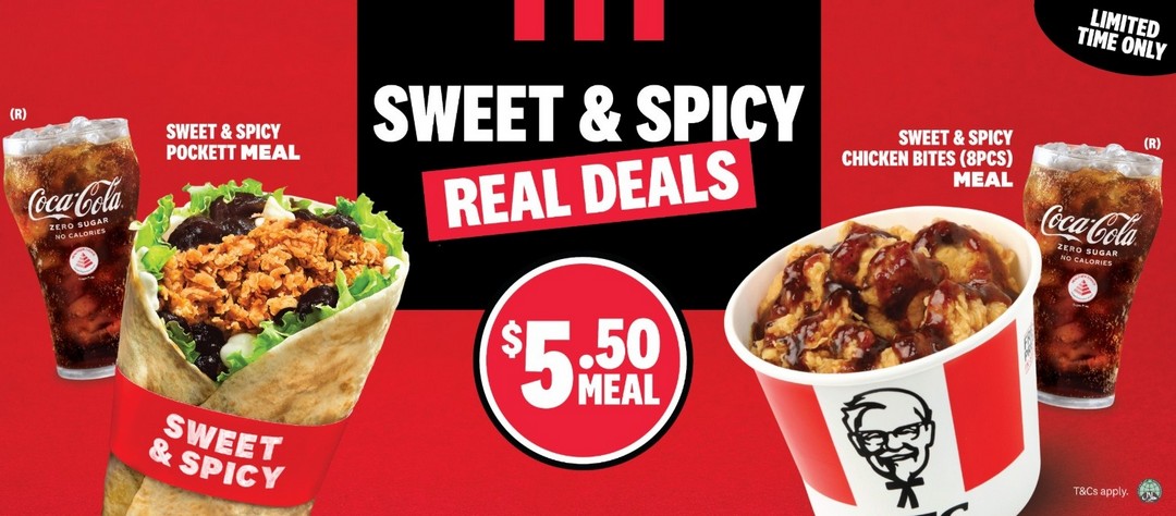 KFC-Singapore-5.50-Sweet-Spicy-Real-Deal-Meals-Promotion 17 December 2025–13 January 2026: KFC Singapore: $5.50 Sweet & Spicy Real Deal Meals Promotion – Great Value Lunch and Snack Options