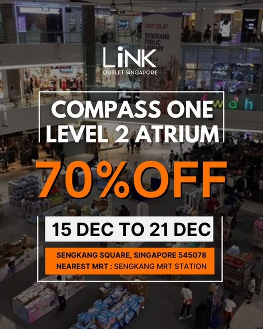 LINK-Outlet-Store-Festive-Sale-at-Compass-One 15–21 December 2025: LINK Outlet Store Festive Sale at Compass One: Up to 70% OFF Sportswear & Lifestyle Brands Promotion at Level 2 Atrium, Sengkang MRT