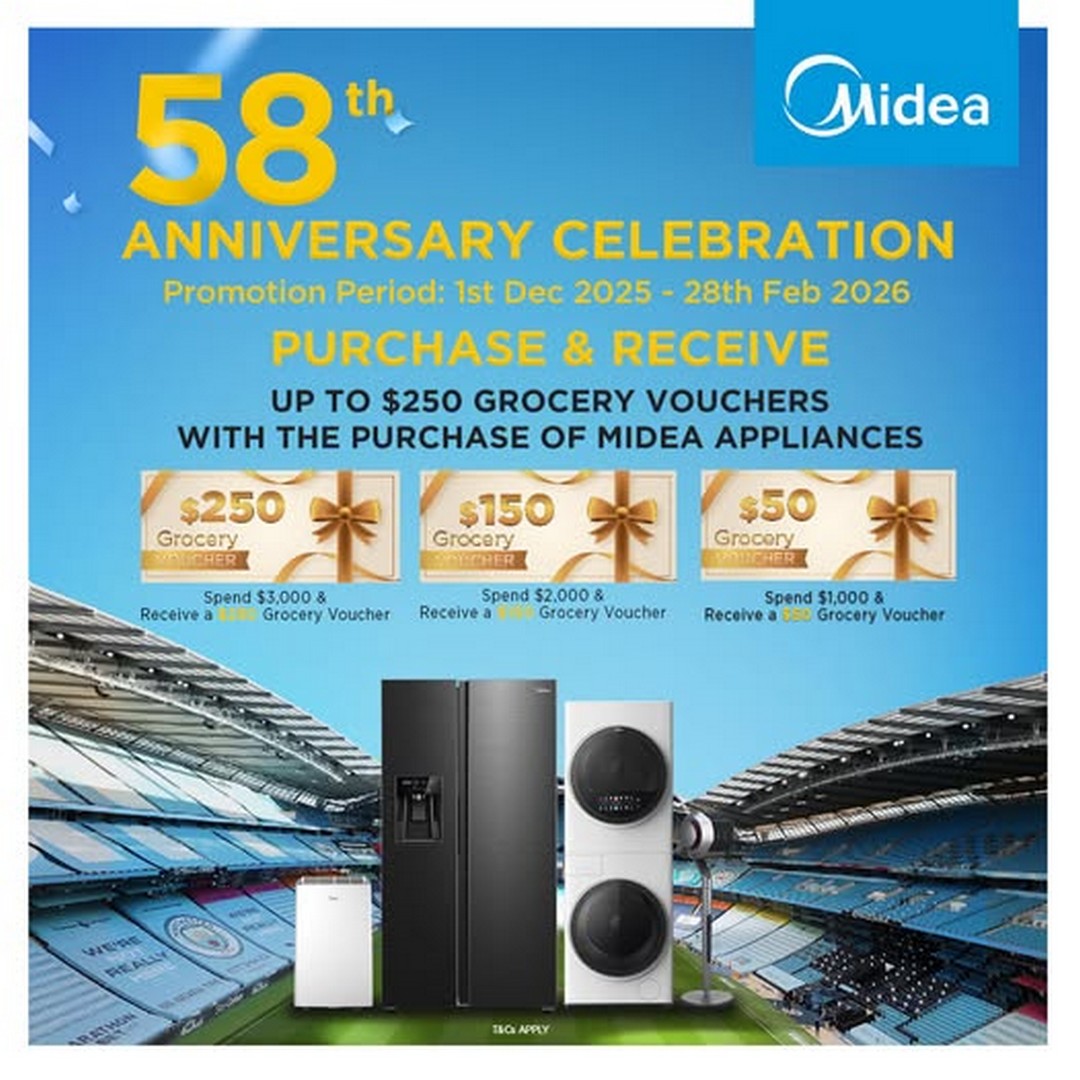 Midea-58th-Anniversary-Celebration 1 Dec 2025 – 28 Feb 2026: Midea 58th Anniversary Celebration: Exclusive Promotion with Grocery Voucher Rewards