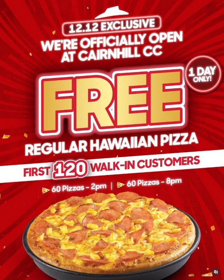 Pizza-Hut-Free-Hawaiian-Pizza-Giveaway-Promotion 12 December 2025: Pizza Hut: Free Hawaiian Pizza Giveaway Promotion at Cairnhill Community Club
