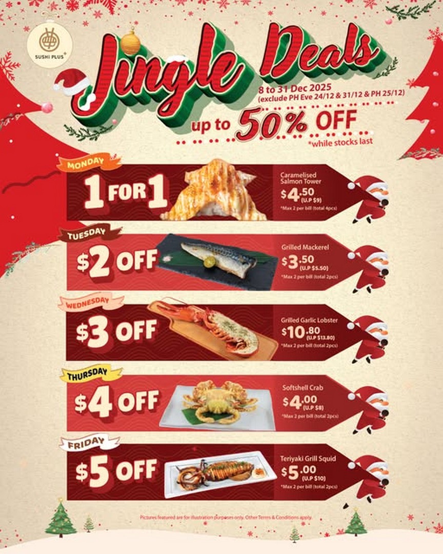 Sushi-Express-Singapore-Weekday-Jingle-Deals 8-31 December 2025: Sushi Express Singapore: Weekday Jingle Deals: Promotion on Premium Sushi Bites