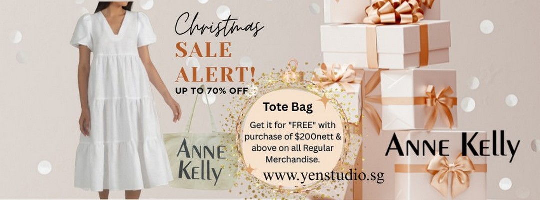Yen-Studio-Singapore-Christmas-Sale 12 December 2025 onwards: Yen Studio Singapore Christmas Sale: Up to 70% Off + Free Tote Bag with $200 Nett Spend Promotion