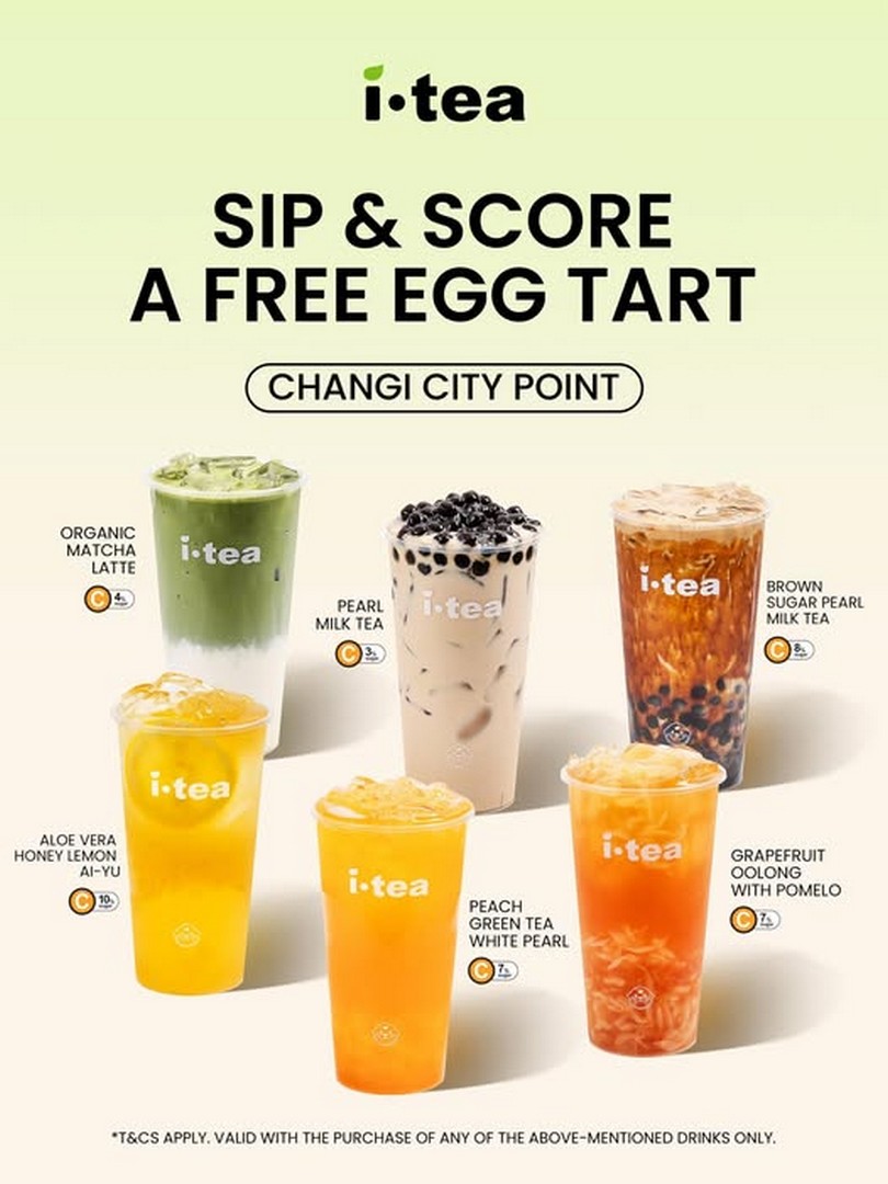 iTea-Singapore-Free-Egg-Tart-with-Drink-Purchase-Promotion 9-15 December 2025: iTea Singapore: Free Egg Tart with Drink Purchase Promotion at Changi City Point