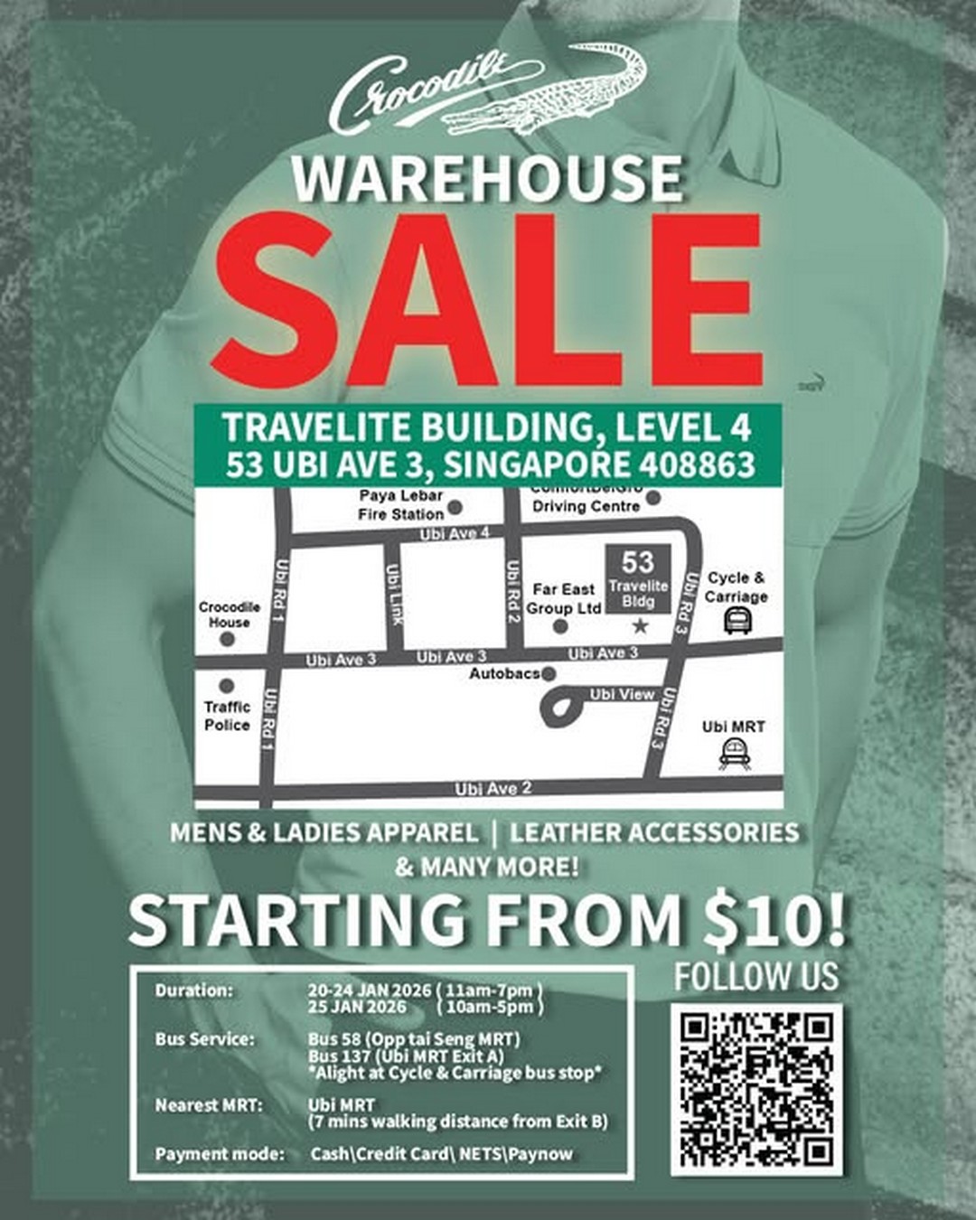 Crocodile-Singapore-Branded-Menswear-Luggage-Sale 20-25 January 2026: Crocodile Singapore Branded Menswear & Luggage Sale