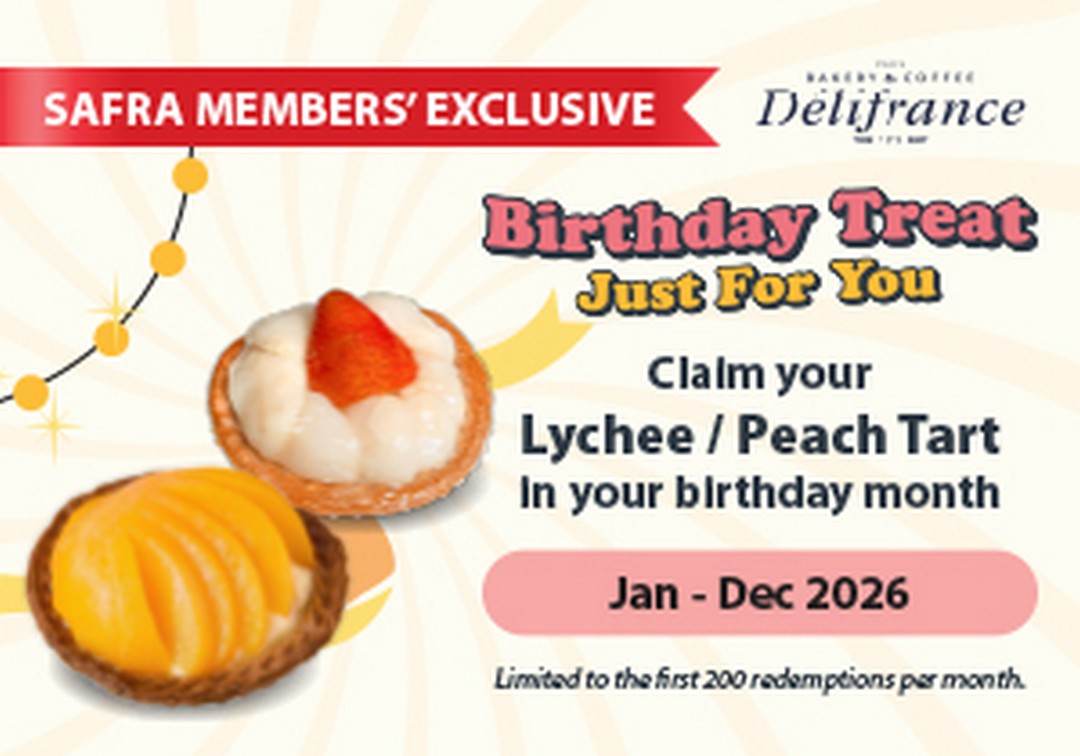 Delifrance-Singapore-SAFRA-Members-Birthday-Trea 5 January–31 December 2026: Delifrance Singapore: SAFRA Members’ Birthday Treat with Free Lychee or Peach Tart Promotion