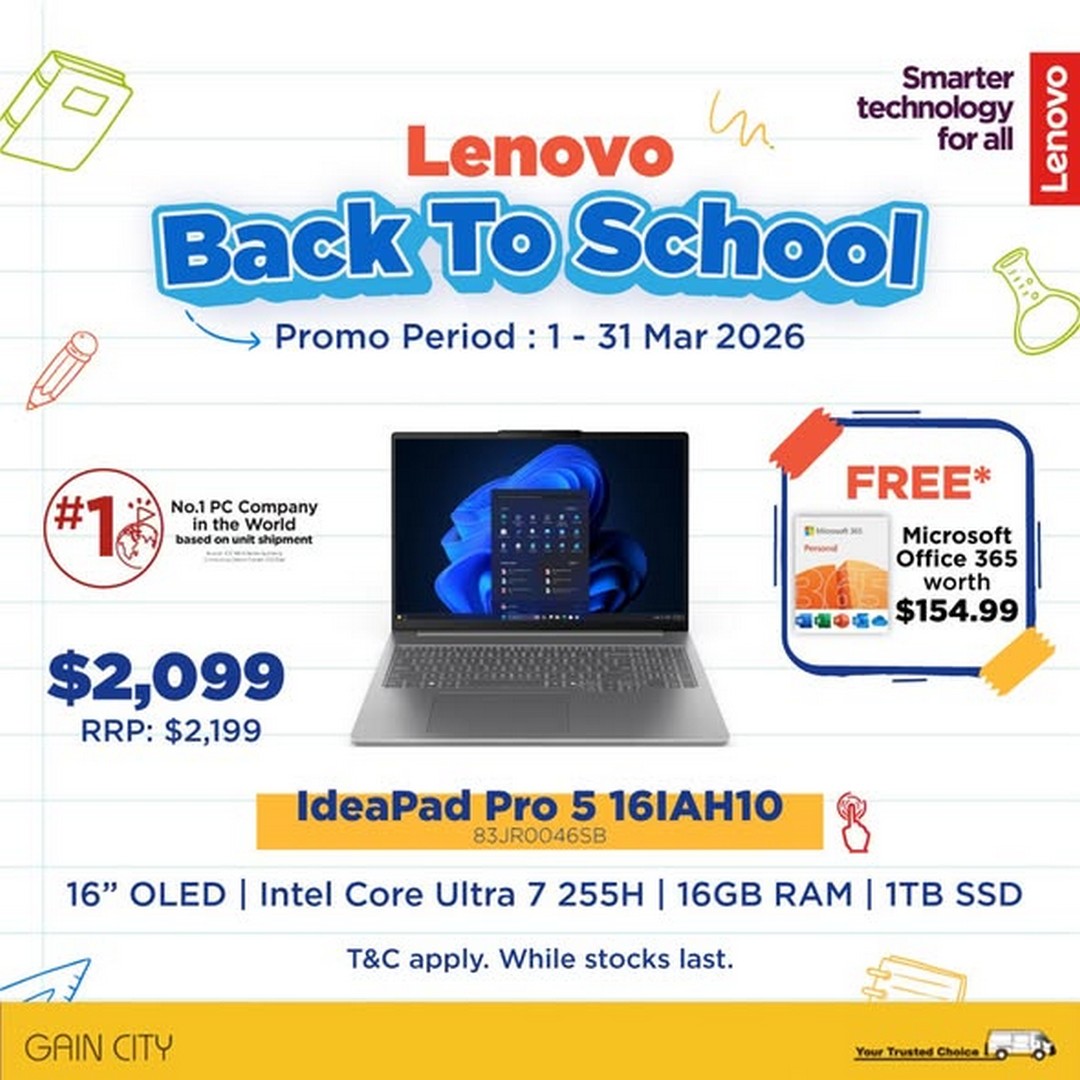 Gain-City-Back-to-School-Promotion-2 1-31 March 2026: Gain City: Back-to-School Promotion: Buy Lenovo Laptops Above $1,599 and Receive Free Microsoft 365