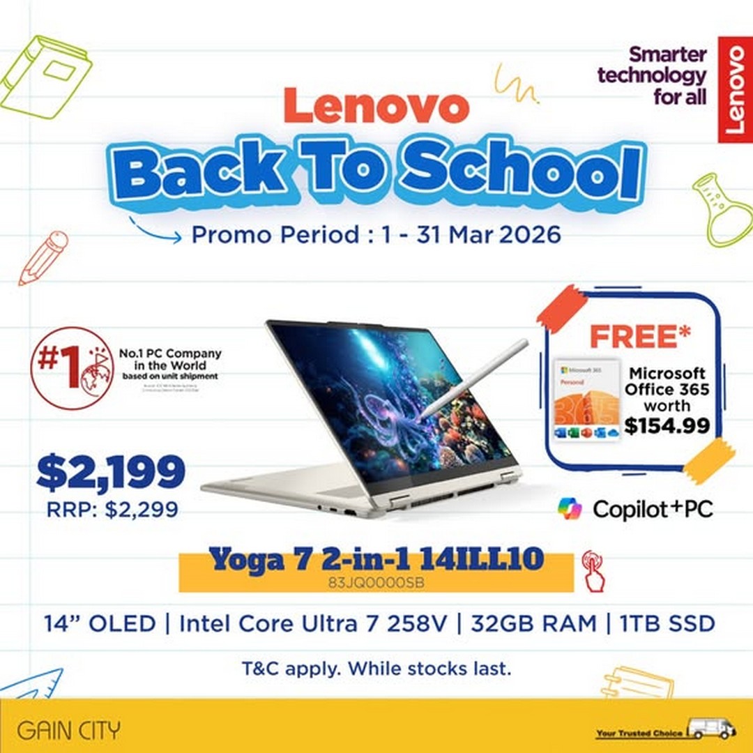 Gain-City-Back-to-School-Promotion-3 1-31 March 2026: Gain City: Back-to-School Promotion: Buy Lenovo Laptops Above $1,599 and Receive Free Microsoft 365