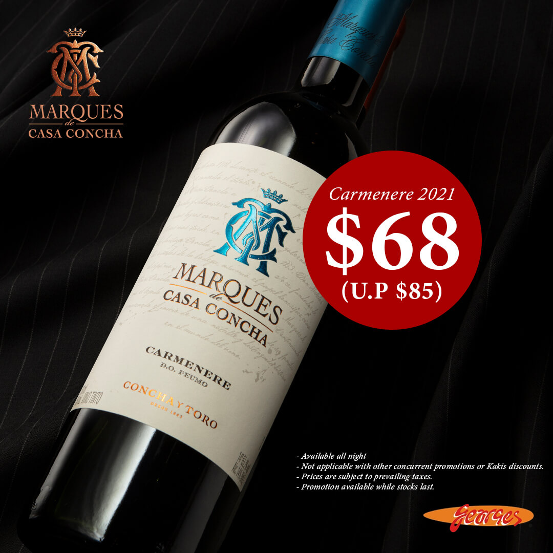 Georges-Marques-de-Casa-Carmenere-2021-Wine-Promotion 16 January 2026 onwards: Georges: Marques de Casa Carmenere 2021 Wine Promotion – Exceptional Red Wine at $68