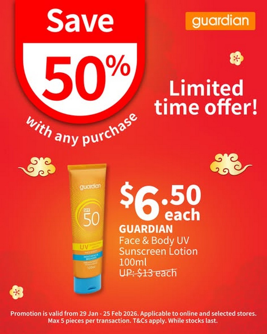 Guardian-Singapore-New-Year-Essentials-Promotion-1 30 January 2026 onwards: Guardian Singapore: New Year Essentials Promotion: Body Wash & Sunscreen at 50% Off