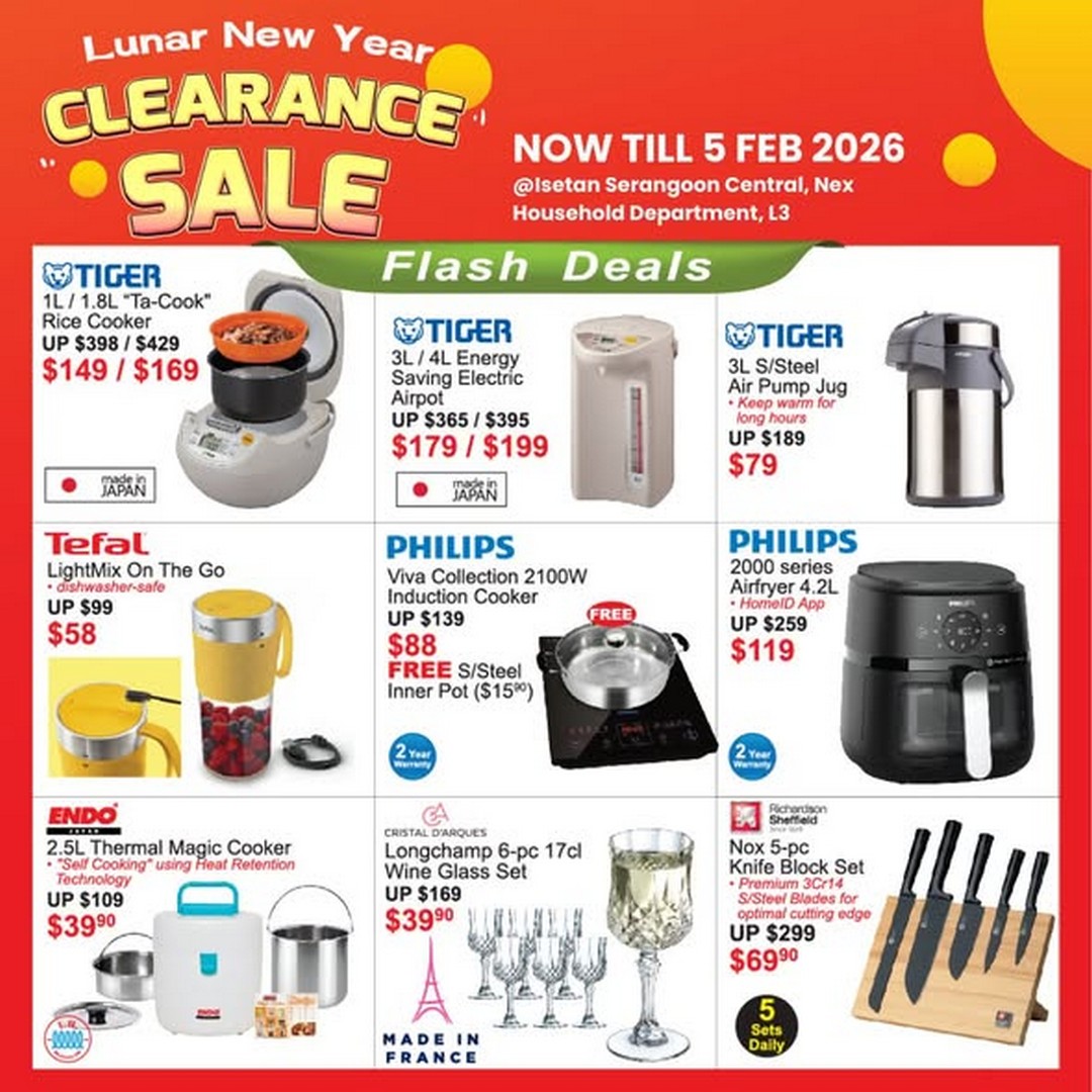 Isetan-Singapore-Lunar-New-Year-Clearance-Sale-2 Now till 5 February 2026: Isetan Singapore Lunar New Year Clearance Sale: Enjoy Up to 70% Off Kitchenware, Tableware & Electrical Appliances