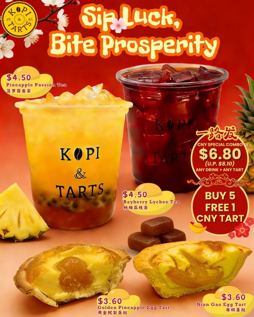 Kopi-Tarts-Sip-Luck-Bite-Prosperity 26 January 2026 onwards: Kopi & Tarts: Sip Luck, Bite Prosperity – CNY Special Combo Promotion