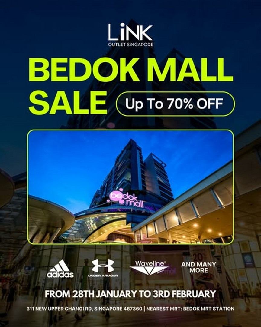 LINK-outlet-Singapore-Atrium-Sale-at-Bedok-Mall 28 January-3 February 2026: LINK outlet Singapore Atrium Sale at Bedok Mall: Month-End Sale with Up to 70% Off on Adidas, Under Armour, Waveline & More