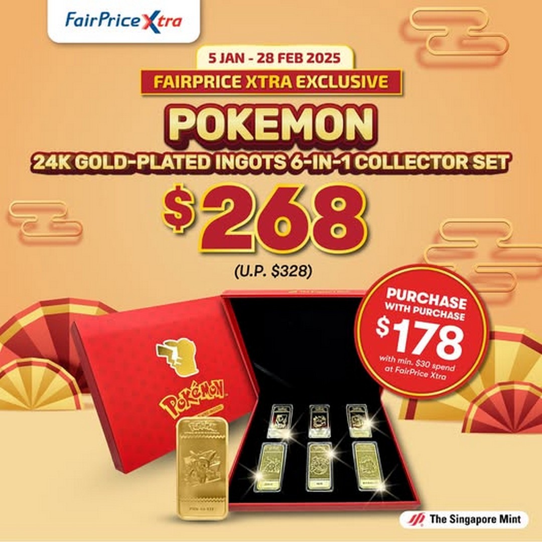 NTUC-FairPrice-Exclusive-Pokemon-24K-Gold-Plated-Collector Now till 28 February 2026: NTUC FairPrice: Exclusive Pokémon 24K Gold-Plated Collector Set Promotion