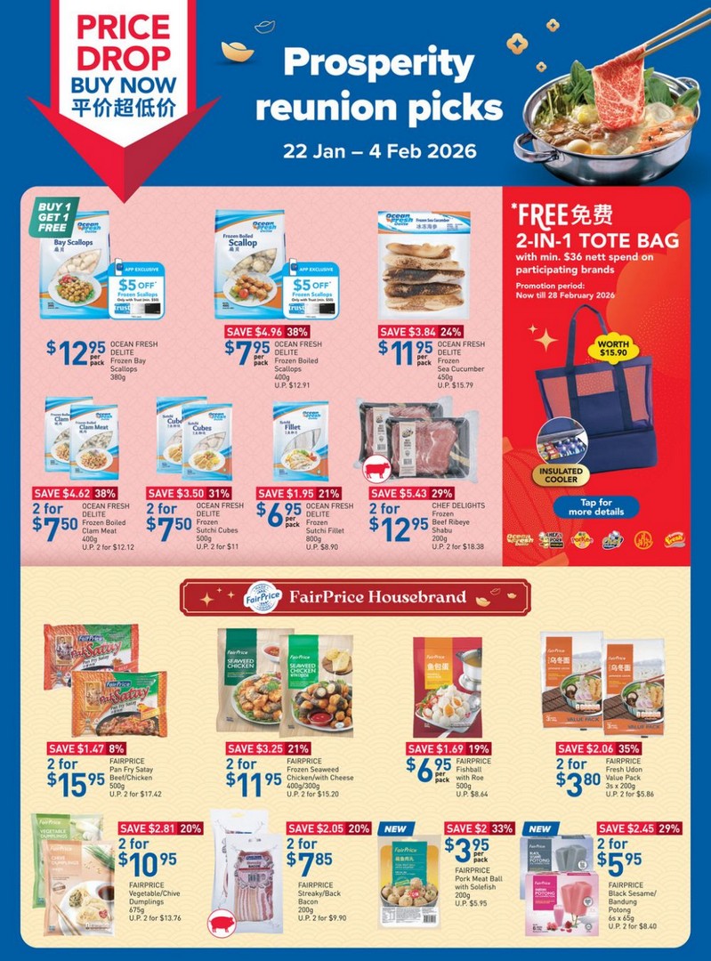NTUC-FairPrice-Prosperity-Reunion-Picks 22 January-4 February 2026: NTUC FairPrice: Prosperity Reunion Picks: Lunar New Year Sale on Steamboat & Frozen Delicacies