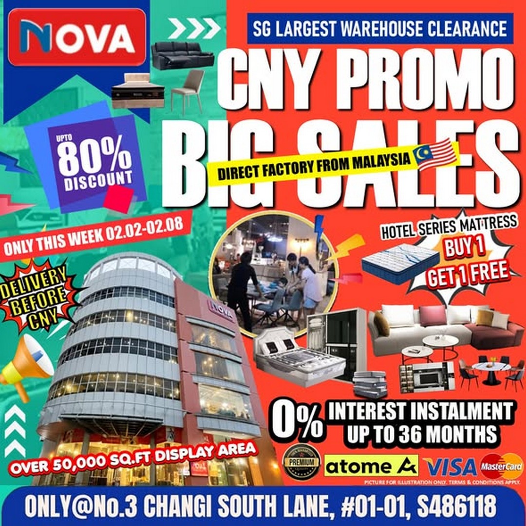 Nova-Furnishing-Changi-South-Chinese-New-Year-Promotion 2–8 February 2026: Nova Furnishing Changi South: Chinese New Year Promotion Big Sale with Up to 80% Off Furniture and Home Essentials