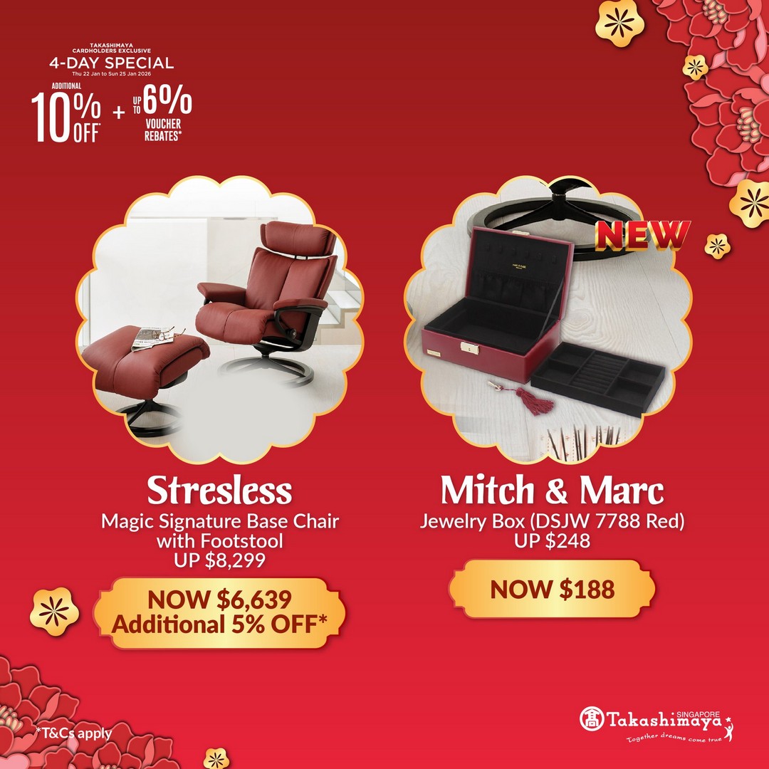 Takashimaya-Department-Store-Lunar-New-Year-Home-Living-Promotion-14 22–25 January 2026: Takashimaya Department Store Lunar New Year Home & Living Promotion – Extra 10% OFF, Vouchers, Online Promo Codes & Extended Shopping Hours in Singapore