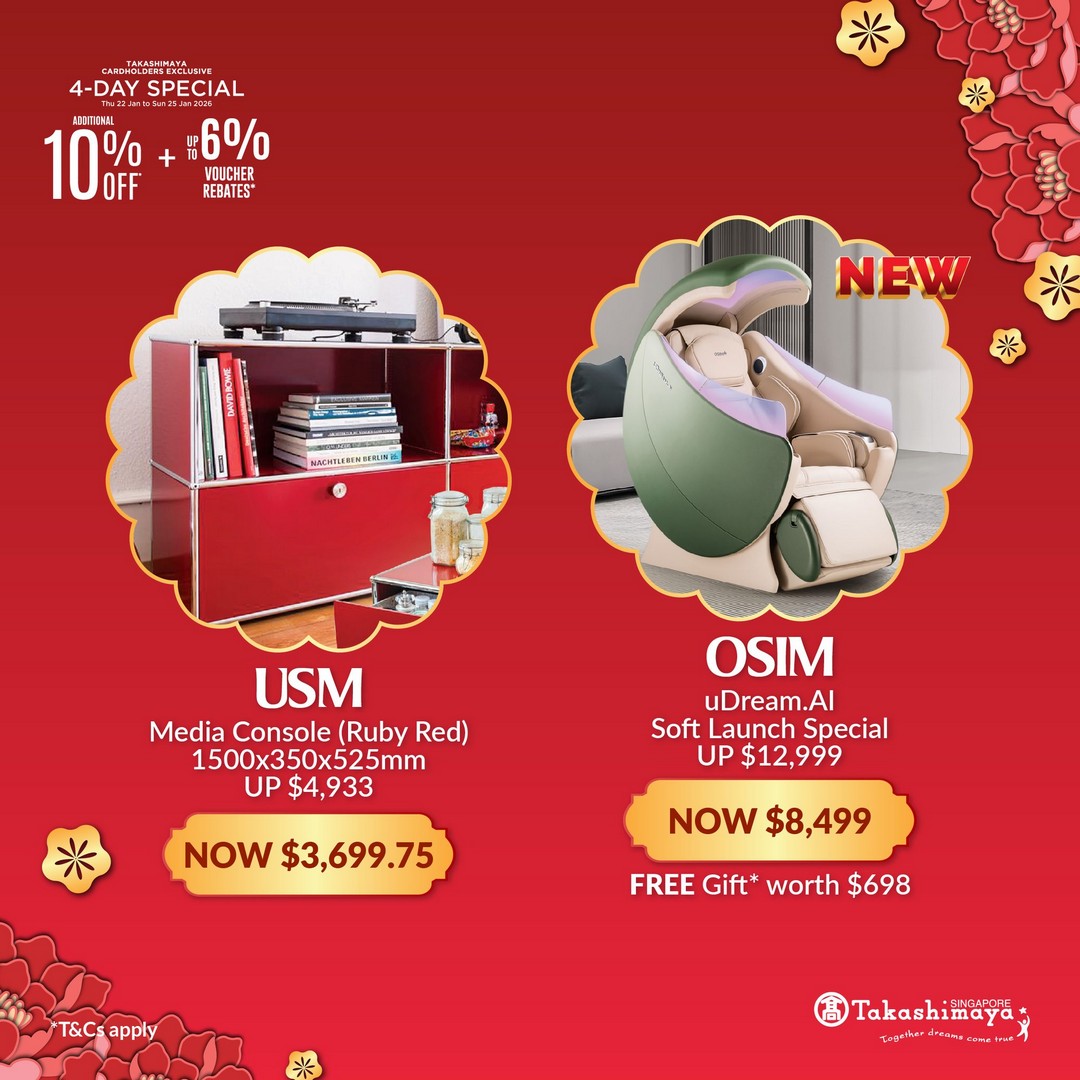 Takashimaya-Department-Store-Lunar-New-Year-Home-Living-Promotion-16 22–25 January 2026: Takashimaya Department Store Lunar New Year Home & Living Promotion – Extra 10% OFF, Vouchers, Online Promo Codes & Extended Shopping Hours in Singapore