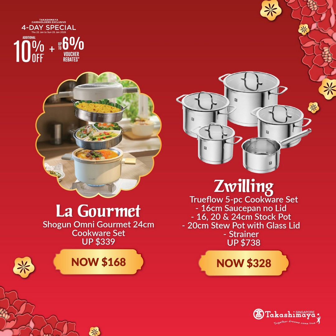 Takashimaya-Department-Store-Lunar-New-Year-Home-Living-Promotion-6 22–25 January 2026: Takashimaya Department Store Lunar New Year Home & Living Promotion – Extra 10% OFF, Vouchers, Online Promo Codes & Extended Shopping Hours in Singapore