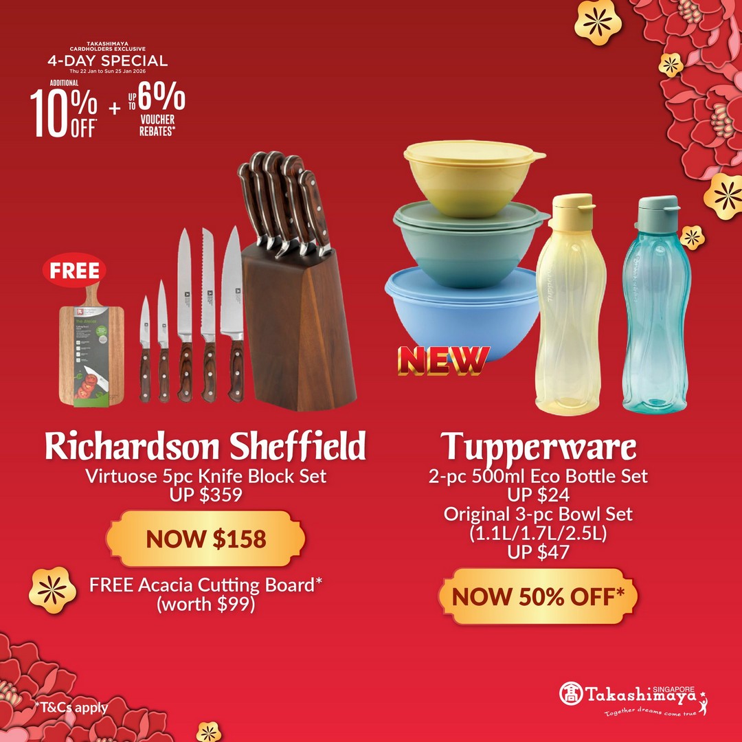 Takashimaya-Department-Store-Lunar-New-Year-Home-Living-Promotion-7 22–25 January 2026: Takashimaya Department Store Lunar New Year Home & Living Promotion – Extra 10% OFF, Vouchers, Online Promo Codes & Extended Shopping Hours in Singapore