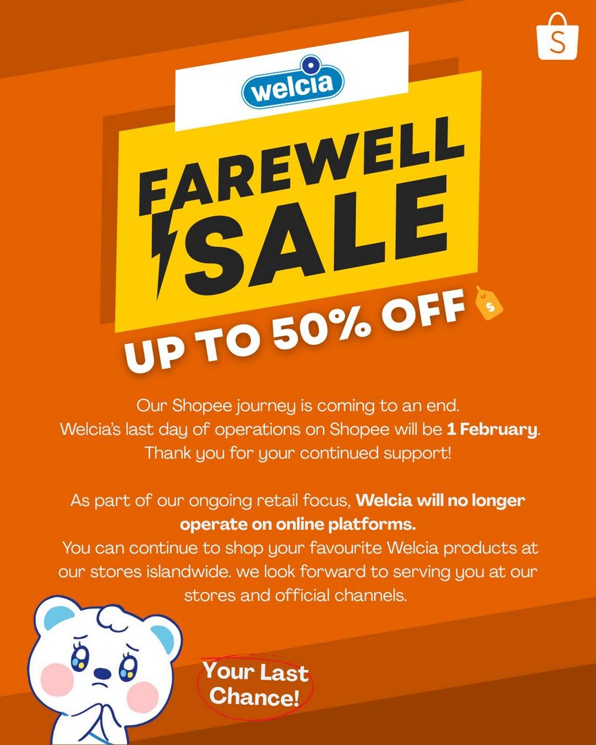 Welcia-BHG-Singapore-Shopee-Farewell-Sale 4 January–1 February 2026: Welcia-BHG Singapore: Shopee Farewell Sale Up to 50% Off Promotion