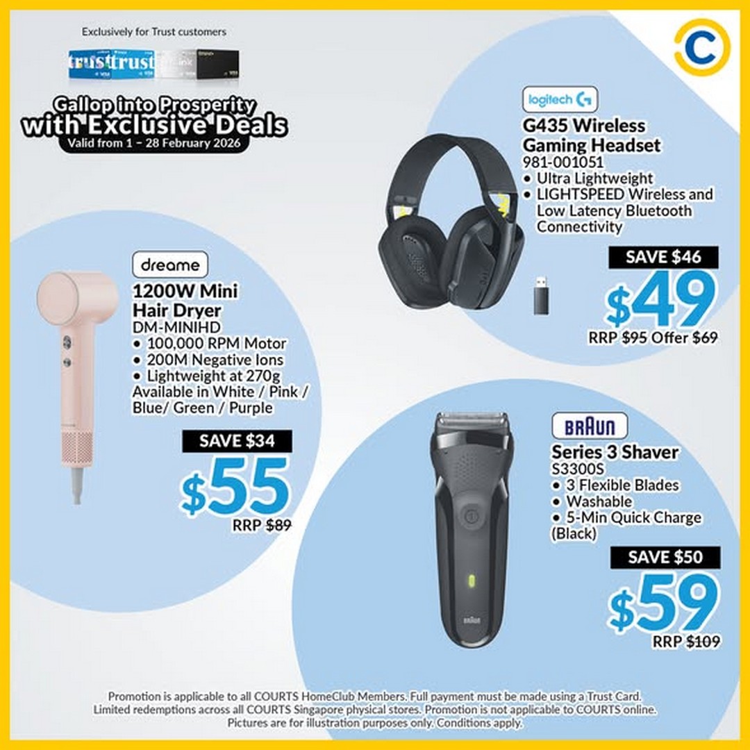 COURTS-Singapore-Exclusive-Trust-Cardmember-Deals-2 Now till 28 February 2026: COURTS Singapore: Exclusive Trust Cardmember Deals on Home & Tech Essentials: Promotion