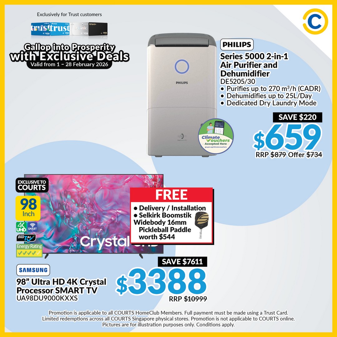 COURTS-Singapore-Exclusive-Trust-Cardmember-Deals-5 Now till 28 February 2026: COURTS Singapore: Exclusive Trust Cardmember Deals on Home & Tech Essentials: Promotion