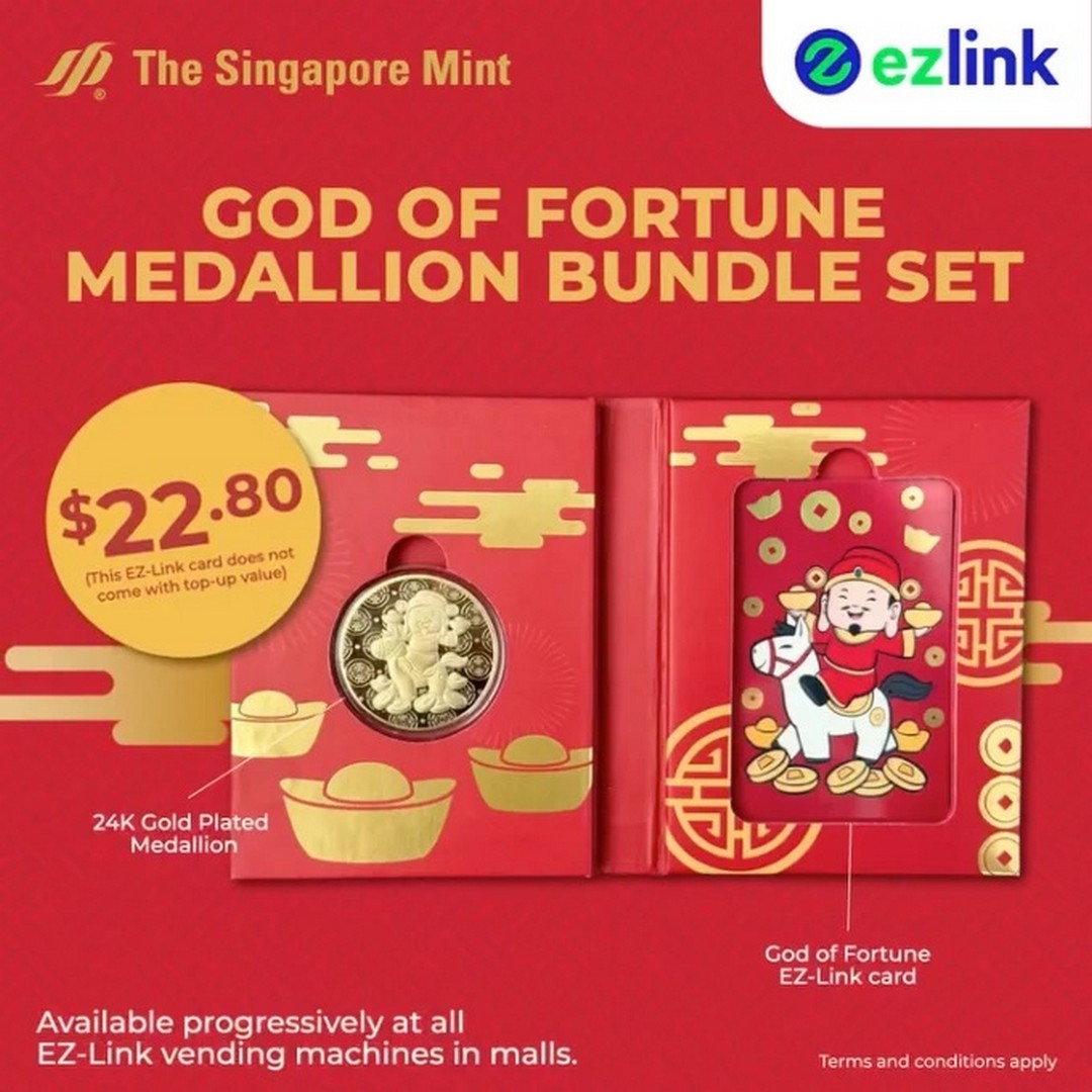 EZ-Link-God-of-Fortune-Medallion-Bundle-Set 3–28 February 2026: EZ-Link God of Fortune Medallion Bundle Set: Limited-Edition Lunar New Year Collectible Promotion at Islandwide Vending Machines in Singapore