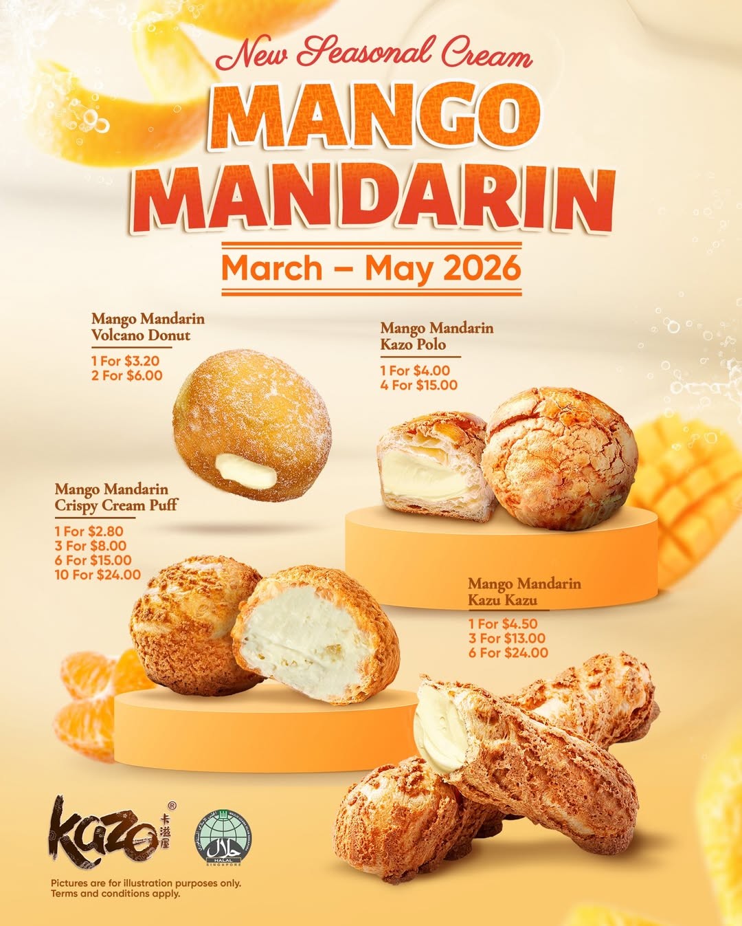 Kazo-Singapore-Mango-Mandarin-Cream-Seasonal-Launch-Promotion 1 March 2026 onwards: Kazo Singapore Mango Mandarin Cream Seasonal Launch Promotion
