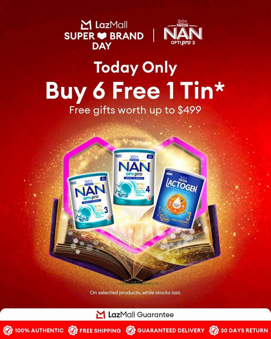 Lazada-NAN-Super-Brand-Day 19 February 2026: Lazada: NAN Super Brand Day – Buy 6 Get 1 Free Formula Promotion with Extra Vouchers & Gifts
