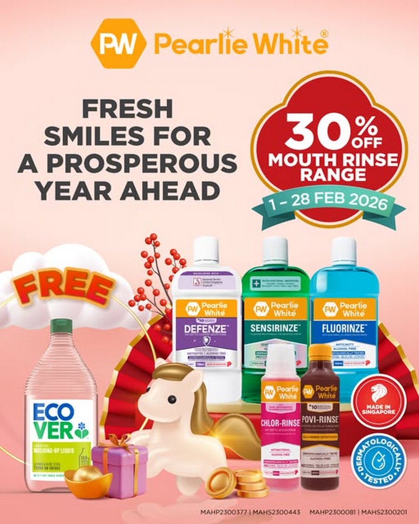 Pearlie-White-Chinese-New-Year-Fresh-Smile-Promotion 1-28 February 2026: Pearlie White: Chinese New Year Fresh Smile Promotion with 30% Off Mouth Rinse and Free Gift