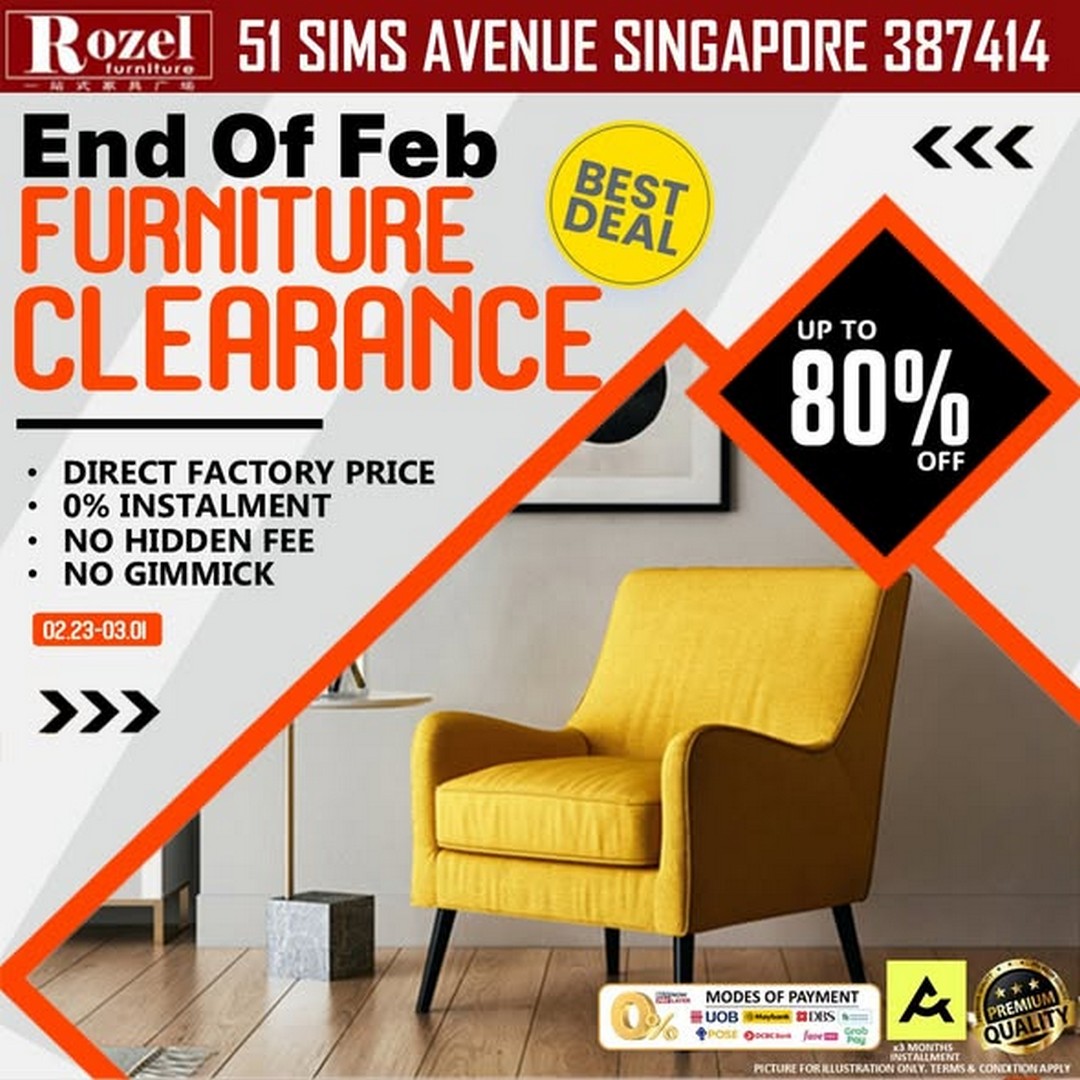 Rozel-Furnishing-Sims-Avenue-End-of-February-Furniture-Clearance Now till 28 February 2026: Rozel Furnishing Sims Avenue: End of February Furniture Clearance Promotion – Amazing Deals on Sofas, Dining Sets, Beds & More