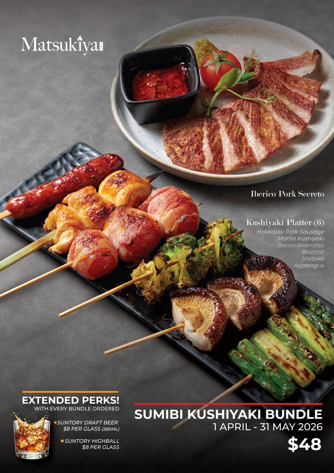 Matsukiya-Sumibi-Kushiyaki-Bundle-Promotion 1 April-31 May 2026: Matsukiya: Sumibi Kushiyaki Bundle Promotion – Savour Charcoal-Grilled Skewers at $48