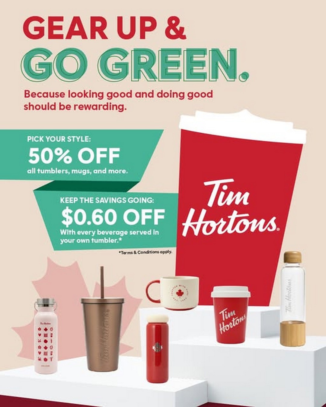 Tim-Hortons-Singapore-Go-Green-Save-Promotion 24 March 2026 onwards: Tim Hortons Singapore: Go Green & Save Promotion: 50% Off Tumblers, Mugs & More